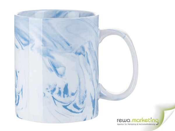Ceramic mug in marble design - blue